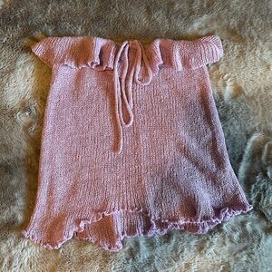 Asymmetrical lavender knit tube top
